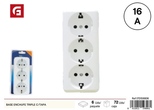 [170159806] Bases de enchufe triple con tapa - Suministros eléctricos y enchufes
