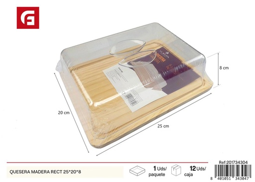 [201734304] Quesera de madera rectangular 25*20*8 - Utensilios de cocina para quesos