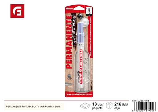 [152057794] Permanente pintura plata 4gr punta 1.2mm - Material para manualidades y escritura