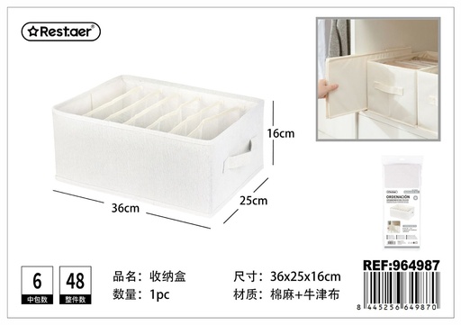 [964987] Organizador multiusos de algodón y lino 36*25*16 cm - Artículos de hogar y organización
