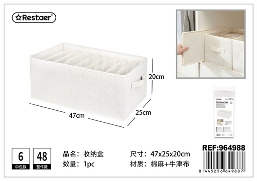 [964988] Organizador multiusos de algodón y lino 47*25*20 cm - Artículos de hogar y organización