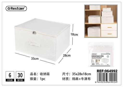 [964992] Caja de almacenaje pequeña con cremallera 35*28*18 cm - Artículos de hogar y organización