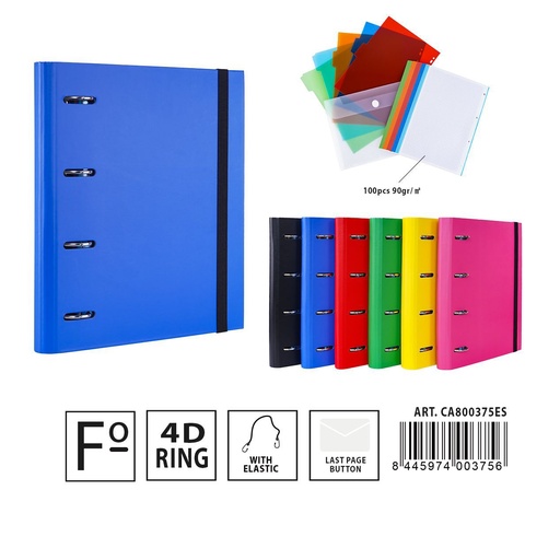 [A001308] Carpeta multifunción 4 anillas D4 28*4*32 cm - Material de oficina y documentos