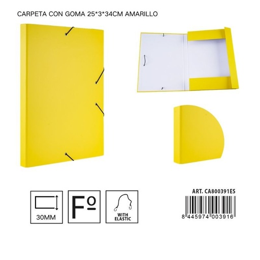 [A001324] Carpeta de papel con goma amarilla 25*3*34 cm - Carpeta organizadora de documentos