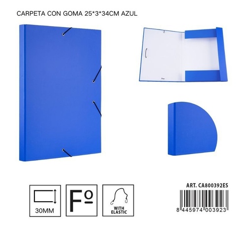 [A001325] Carpeta de papel con goma azul 25*3*34 cm - Carpeta organizadora de documentos