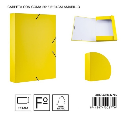 [A001310] Carpeta de papel con goma amarilla 25*5,5*34 cm - Carpeta organizadora de documentos
