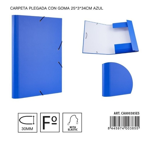 [A001318] Carpeta plegada de papel con goma azul 25*3*34 cm - Carpeta organizadora de documentos