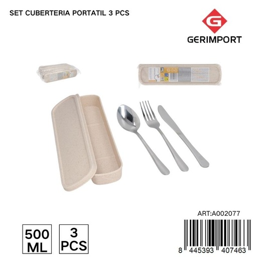 [A002077] Set de cubiertos portátiles 3 piezas - Accesorios de mesa y vajilla