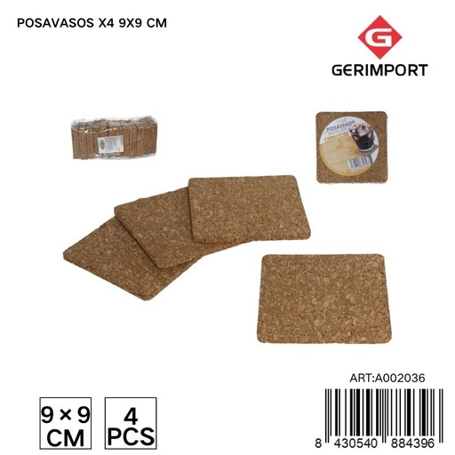 [A002036] Posavasos x4 9x9 cm - Accesorios de hogar