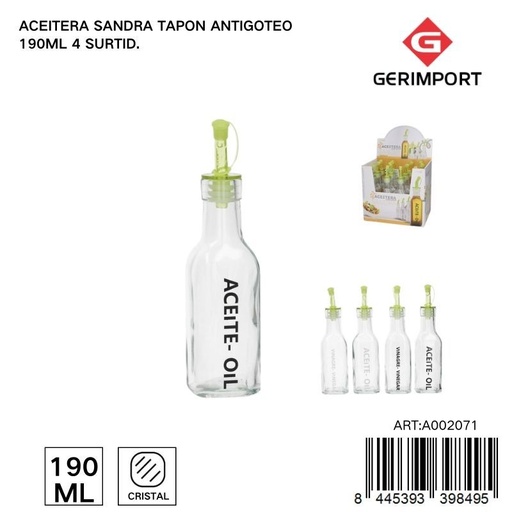 [A002071] Acero anti goteo 190 ml - Envase de vidrio para líquidos