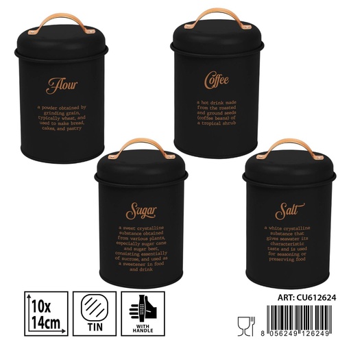 [0235781] Bote negro 4 ass. 10x14 cm - Tarro organizador