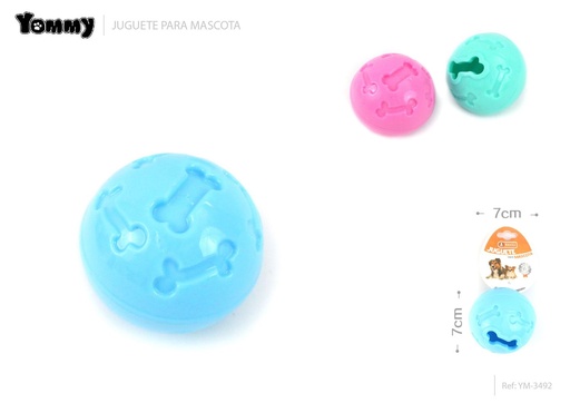 [YM3492] Juguete de goma en forma de bola con agujeros 7 cm - Accesorios para mascotas