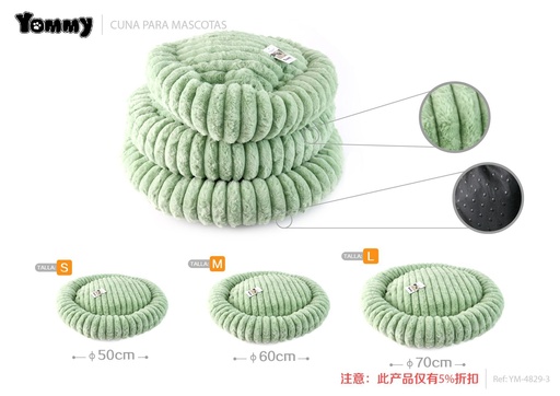 [YM4829-3] Cuna redonda para mascota (juego de 3 piezas) color verde - Accesorios para mascotas