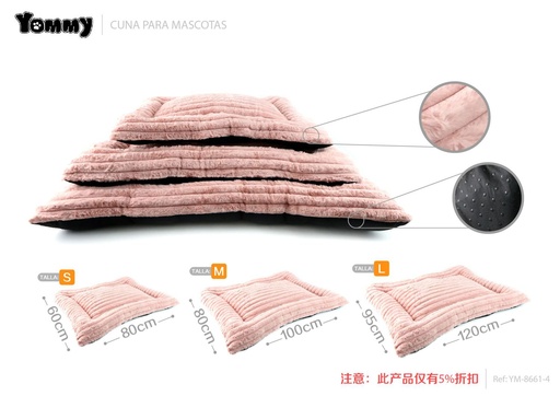 [YM8661-4] Colchoneta de perro de pelaje de conejo color carne 3 piezas - Diseño elegante y confortable