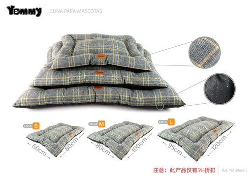 [YM8665-2] Colchoneta de perro de tela a cuadros marrón 3 piezas - Accesorios cómodos para mascotas