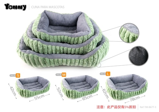 [YM8677-3] Colchoneta de pelaje de conejo verde frijol 3 piezas - Diseño moderno y suave para mascotas