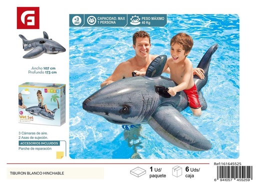 [161645525] Colchoneta inflable tiburón blanco - Flotadores y accesorios de verano