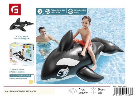 [161645561] Colchoneta hinchable Ballena 193*119 cm - Productos para el verano e inflables