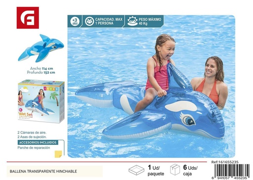 [161655235] Colchoneta inflable ballena transparente - Flotadores y accesorios de verano