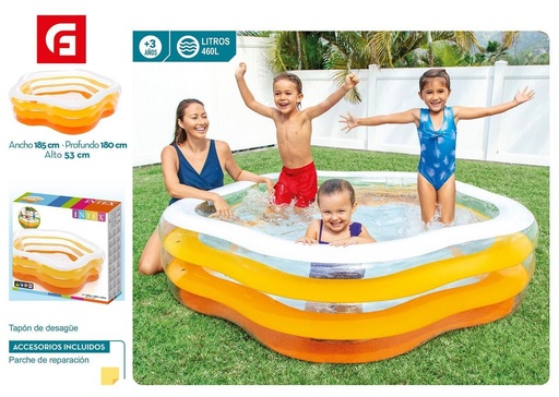 [161645495] Piscina hinchable transparente 185*180*53 cm 460L - Accesorios de piscina y verano