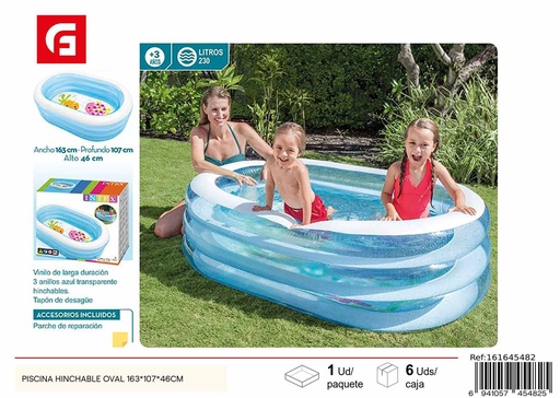 [161645482] Piscina hinchable oval 163*107*46 cm - Accesorios de piscina y verano