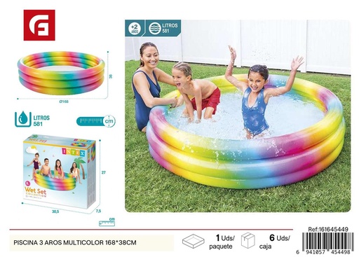[161645449] Piscina 3 aros multicolor 168*38 cm - Accesorios de piscina y verano