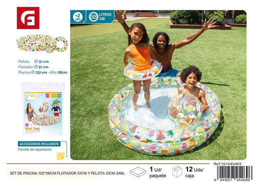 [161645469] Set de piscina 132*28 cm flotador 51 cm y pelota 51 cm 248L - Accesorios de piscina y verano