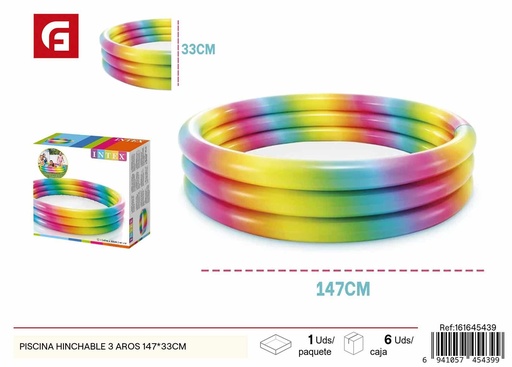 [161645439] Piscina hinchable 3 aros 147*33 cm - Accesorios de piscina y verano