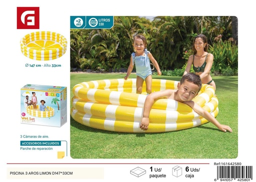 [161642580] Piscina 3 aros limón D147x33 cm - Diversión acuática