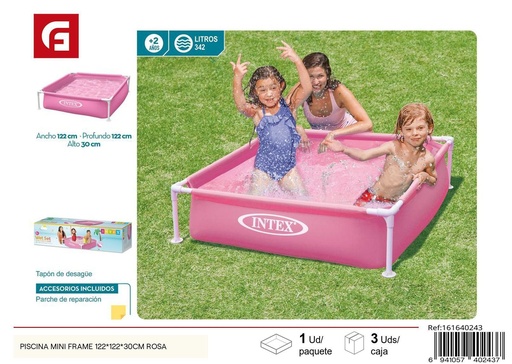 [161640243] Piscina mini frame 122x122x30cm rosa - Productos de verano y piscinas inflables