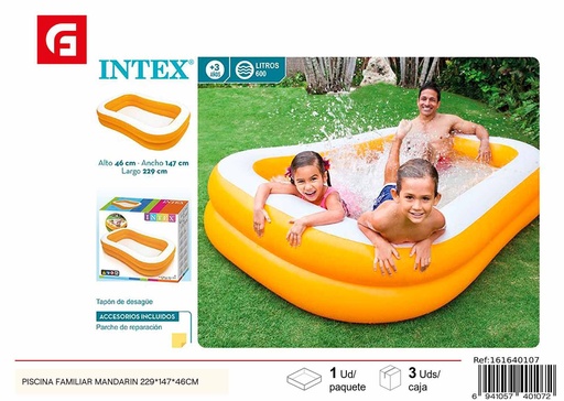 [161640107] Piscina familiar mandarina 229x147x46cm - Productos de verano y piscinas inflables