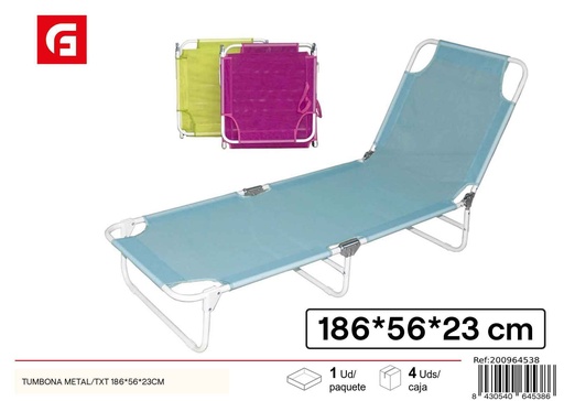 [200964538] Tumbona metal/textil 186*56*23 cm - Muebles para la playa