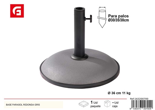 [163200700] Base parasol redonda gris - Sombrillas