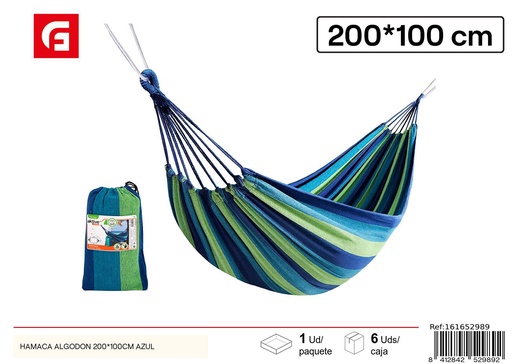 [161652989] Hamaca de algodón azul 200x100 cm - Accesorios de verano