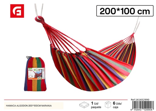 [161652990] Hamaca de algodón naranja 200x100 cm - Accesorios de verano