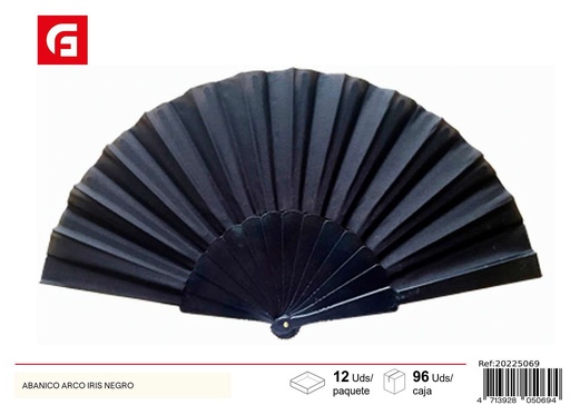 [20225069] Abanico arco iris negro - Accesorios de verano y abanicos