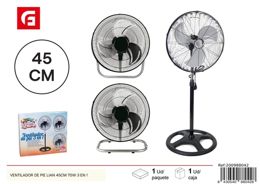 [200988042] Ventilador de pie Lian 45 cm 70W 3 en 1 - Electrodomésticos para el verano