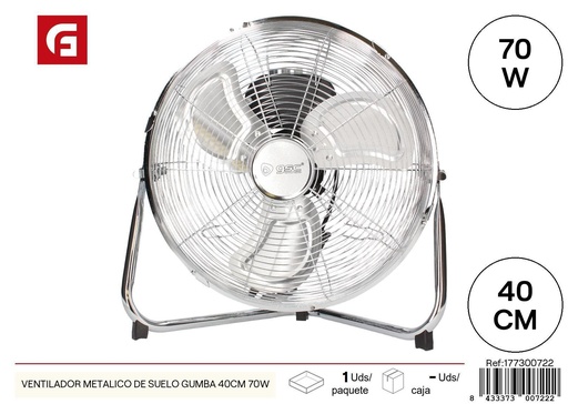 [177300722]  Ventilador de suelo metálico modelo Gumba 40 cm 70W - Productos de verano y refrigeración