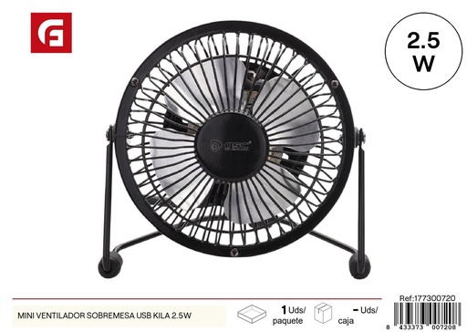 [177300720] Mini ventilador de sobremesa USB Kila 2.5W - Ventiladores portátiles y accesorios de verano