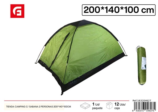 [163204627] Tienda de campaña para 2 personas con sabana 200x140x100cm - Camping y actividades al aire libre