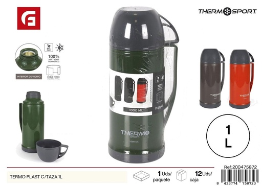 [200475872] Thermo plástico con taza 1L - Utensilios de cocina y almacenamiento