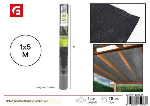 [201762015] Malla sombrero negra tupida 1x5 m - Sombra y protección en el jardín