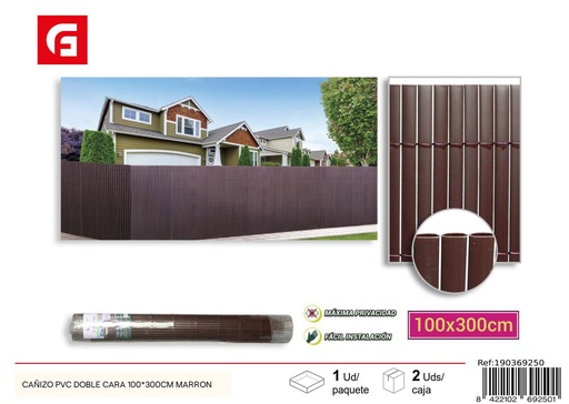 [190369250] Cañizo PVC doble cara 100 x 300 cm marrón - Jardín y mallas