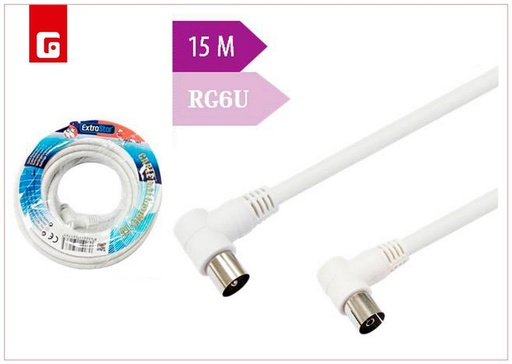 [170159174] Cable antena RG6U 750 HHM curva 15 mts - Accesorios de electrónica