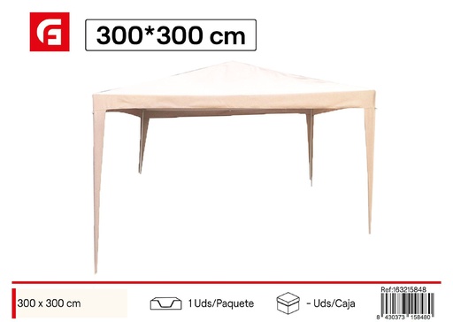 [163215848] Cenador beige de poliéster 300x300 cm - Accesorios de verano