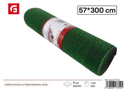 [131727752] Césped artificial Essential verde 57 x 300 cm - Pasto sintético para exteriores  