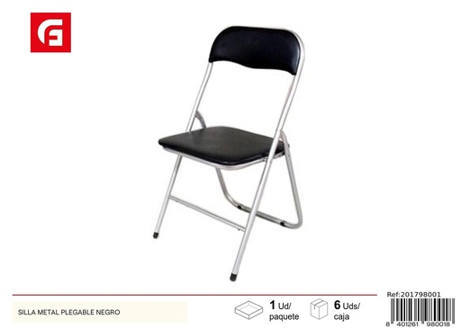 [201798001] Silla de metal plegable negra - Decoración del hogar