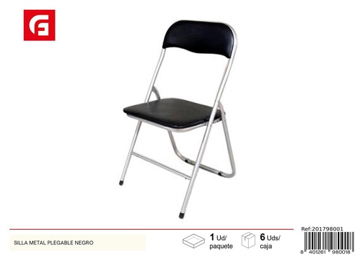 [201798001] Silla de metal plegable negra - Mueble decorativo