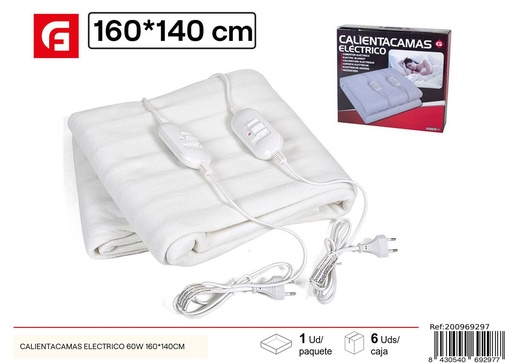 [200969297] Calentacamas eléctrico 60W 160x140 cm - Confort de sueño y calentamiento