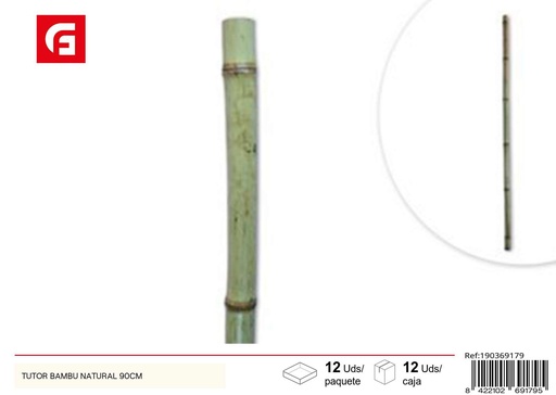 [190369179] Tutor de bambú natural de 90 cm - Soporte para plantas y jardinería